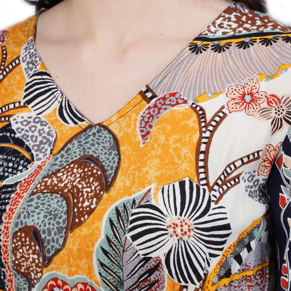 Ishin WomenS Viscose Rayon Multi Coloured Floral Printed Dress