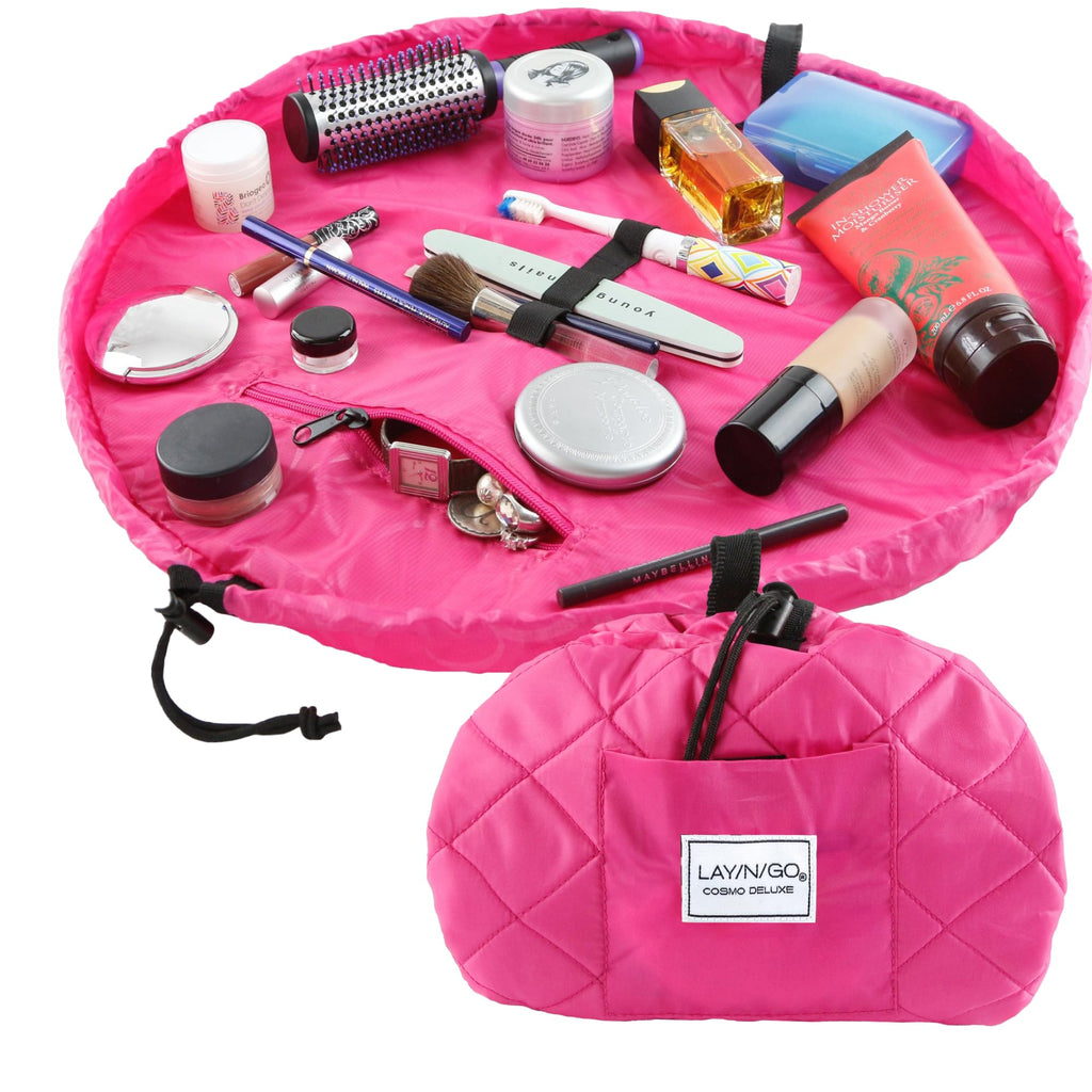 Lay-n-Go Cosmo Deluxe Drawstring Cosmetic Pouch & Makeup Bag Organizer, Toiletry Bag for Travel, Gifts, and Daily Use, 22 inch, 