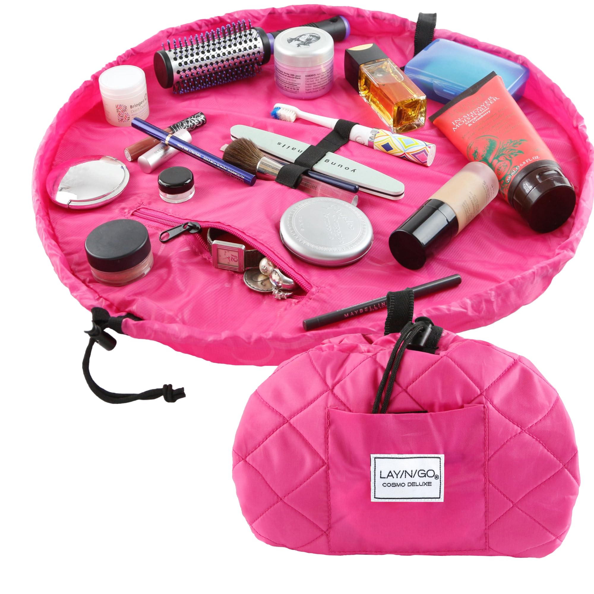 Lay-n-Go Cosmo Deluxe Drawstring Cosmetic Pouch & Makeup Bag Organizer, Toiletry Bag for Travel, Gifts, and Daily Use, 22 inch, 