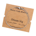 JoycuFF Morse Code Bracelets for Women Dream Big Inspirational Birthday Thanksgiving Day Christmas Gifts for Best Friends Mom Si