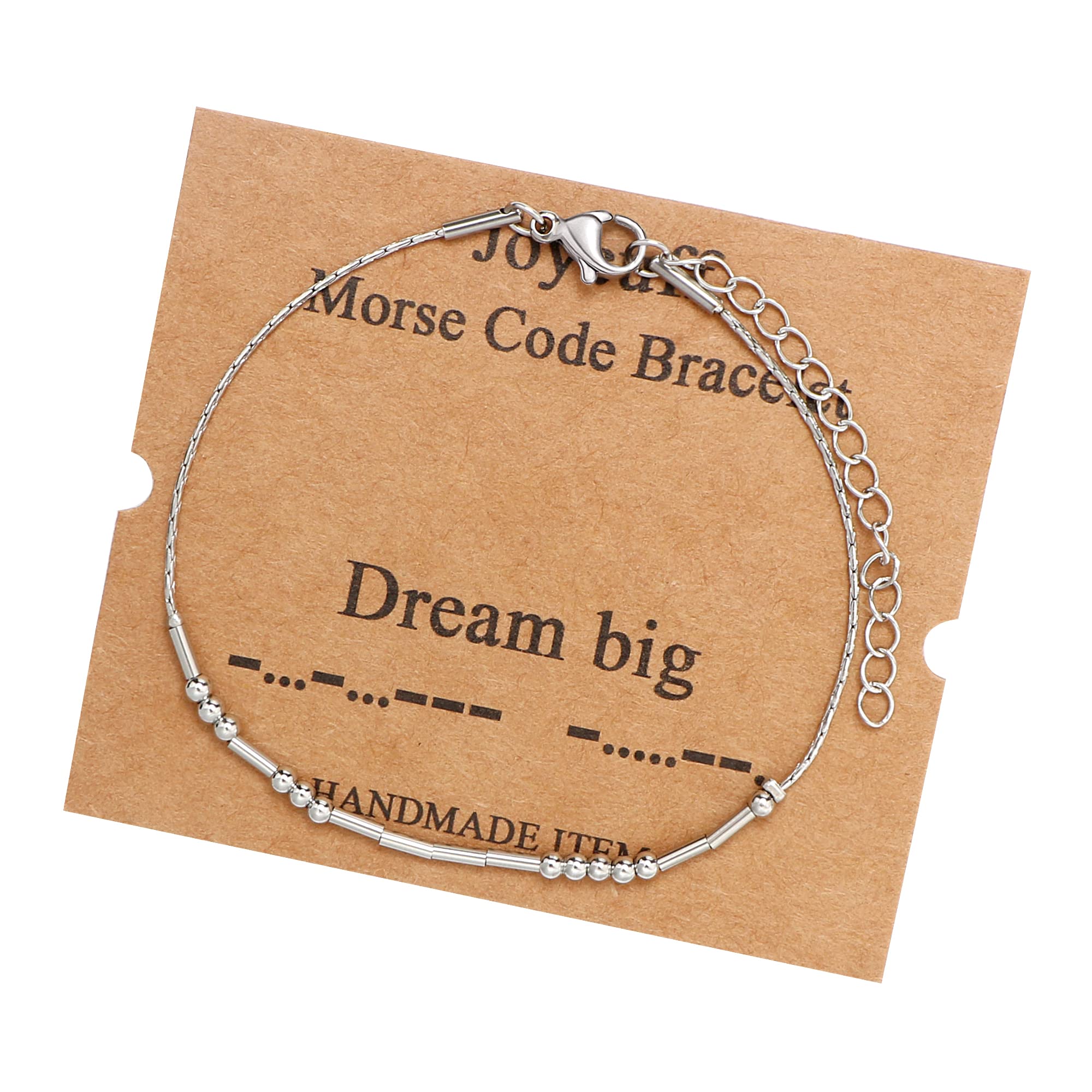 JoycuFF Morse Code Bracelets for Women Dream Big Inspirational Birthday Thanksgiving Day Christmas Gifts for Best Friends Mom Si