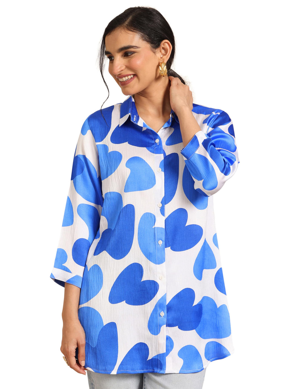 Libas WomenS Silk Blend Printed Regular Tunics (98166 White