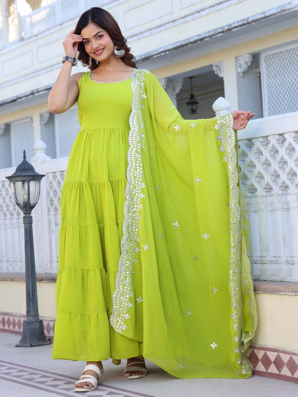 Fashion Basket Pink Georgette Anarkali Kurta For Women