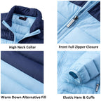 Alpine Swiss Niko Mens Down Alternative Jacket Puffer Coat Packable Warm Insulation & Lightweight Sky Blue Navy SML