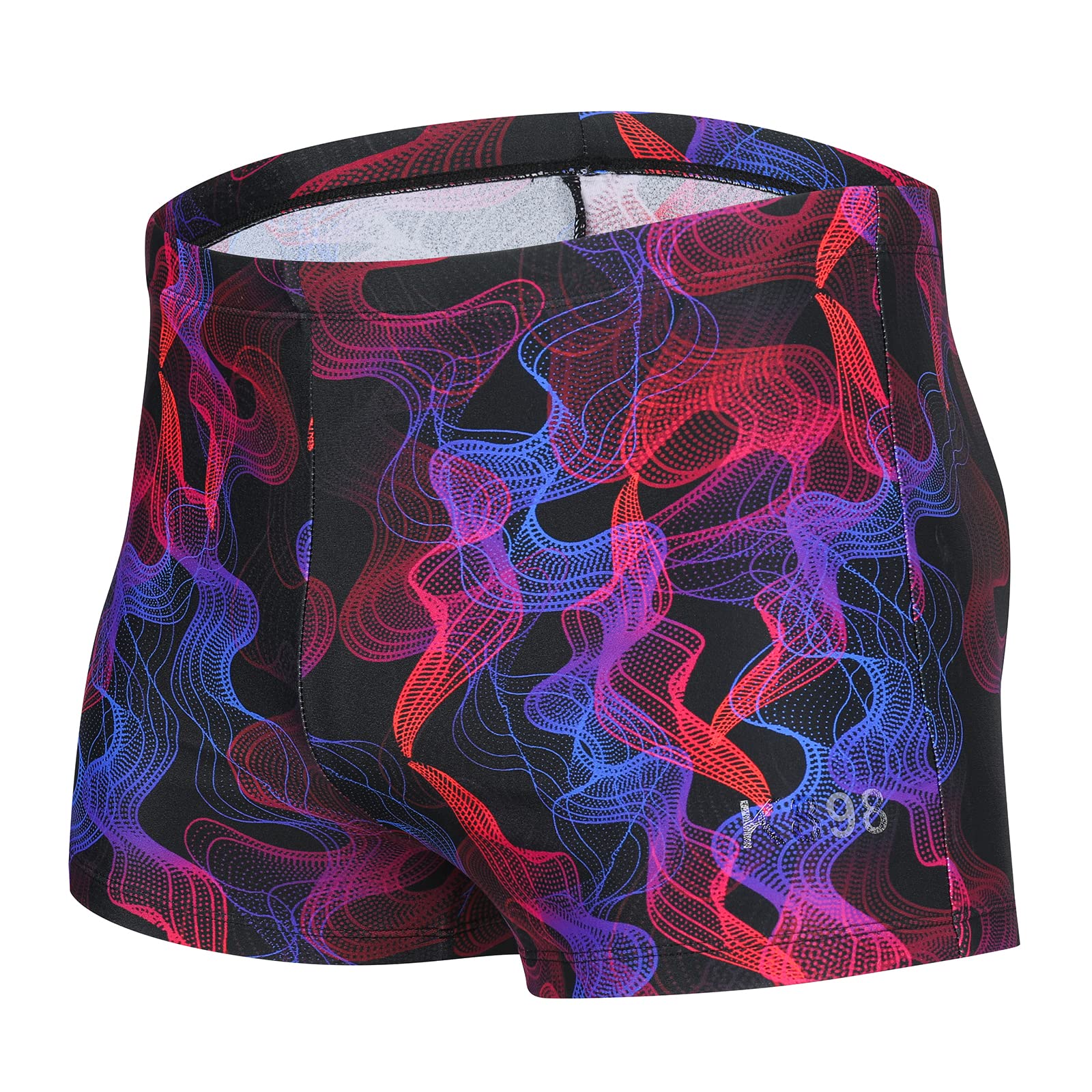 K898 Men's Square Leg Swimming Jammer Shorts UPF50+,Men Swimsuit Swim Jammers Fabric Shape Retention (Fuchsia Wavy,M)