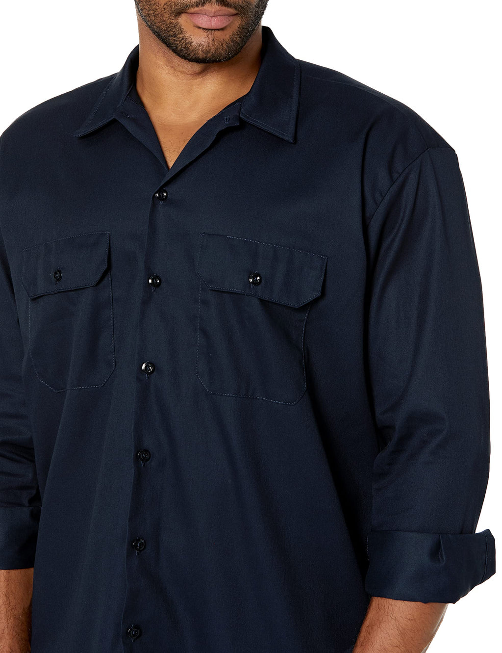 Dickies Men's Long Sleeve Work Shirt, Dark Navy, Large