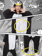 CANASOUR Peguin Onesie Kids Halloween Cosplay Costume Girls One Piece Pjs Anime Unisex Hoodie Pajamas Black For 4T Boys Party Py