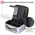 BYOOTIQUE Makeup Bag Travel Makeup Case 10 Cosmetic Storage Case Portable Makeup Artist Storage Box with Mirror & Adjustable Div