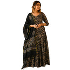 ANNI DESIGNER Womens Rayon Blend Straight Printed Kurta with Sharara & Dupatta (NIRANJANA Black_S_Black_Small), Straight Fit