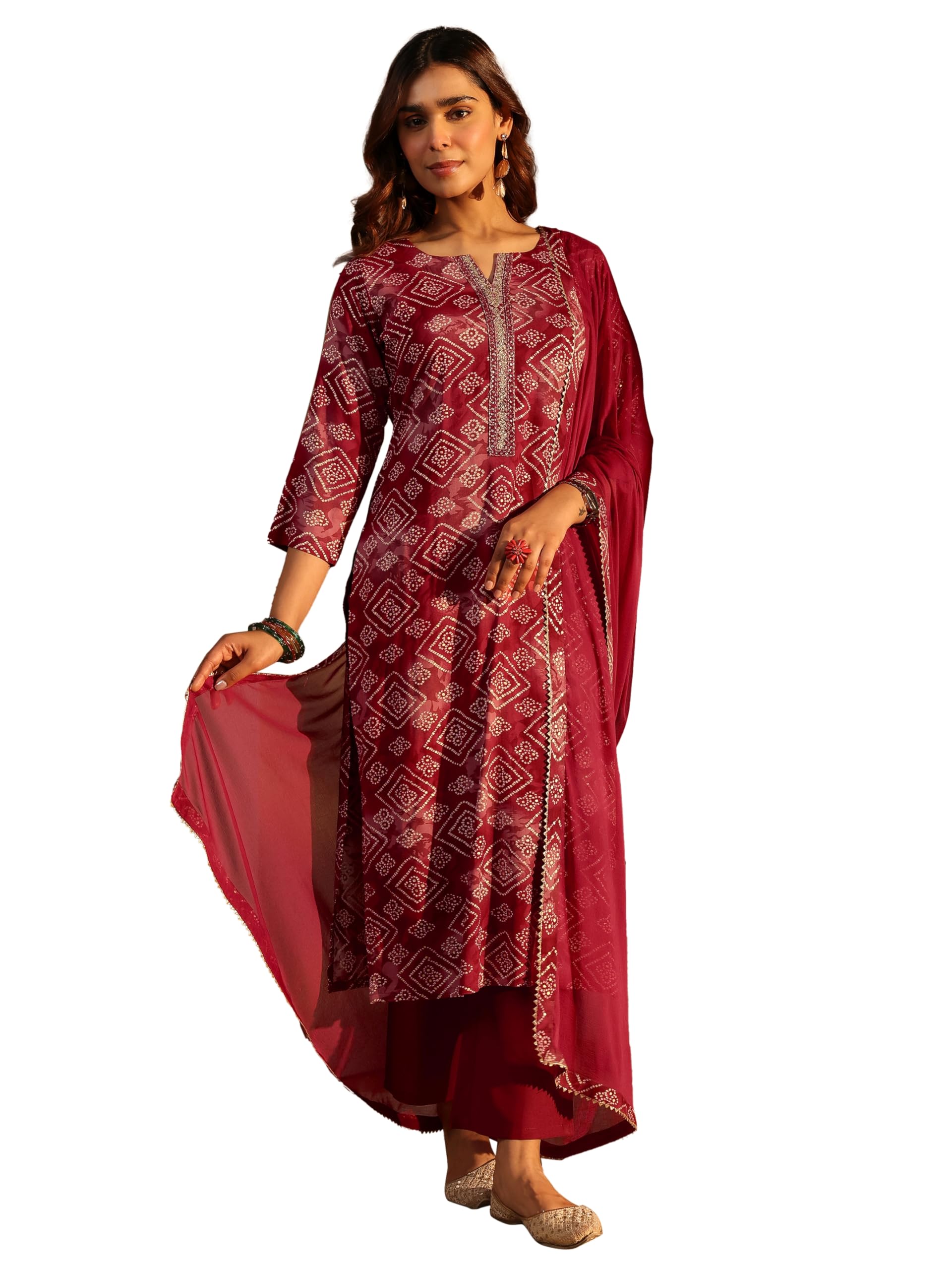 Libas Printed Rayon Straight Kurta With Palazzo And Dupatta-900008Ixxl