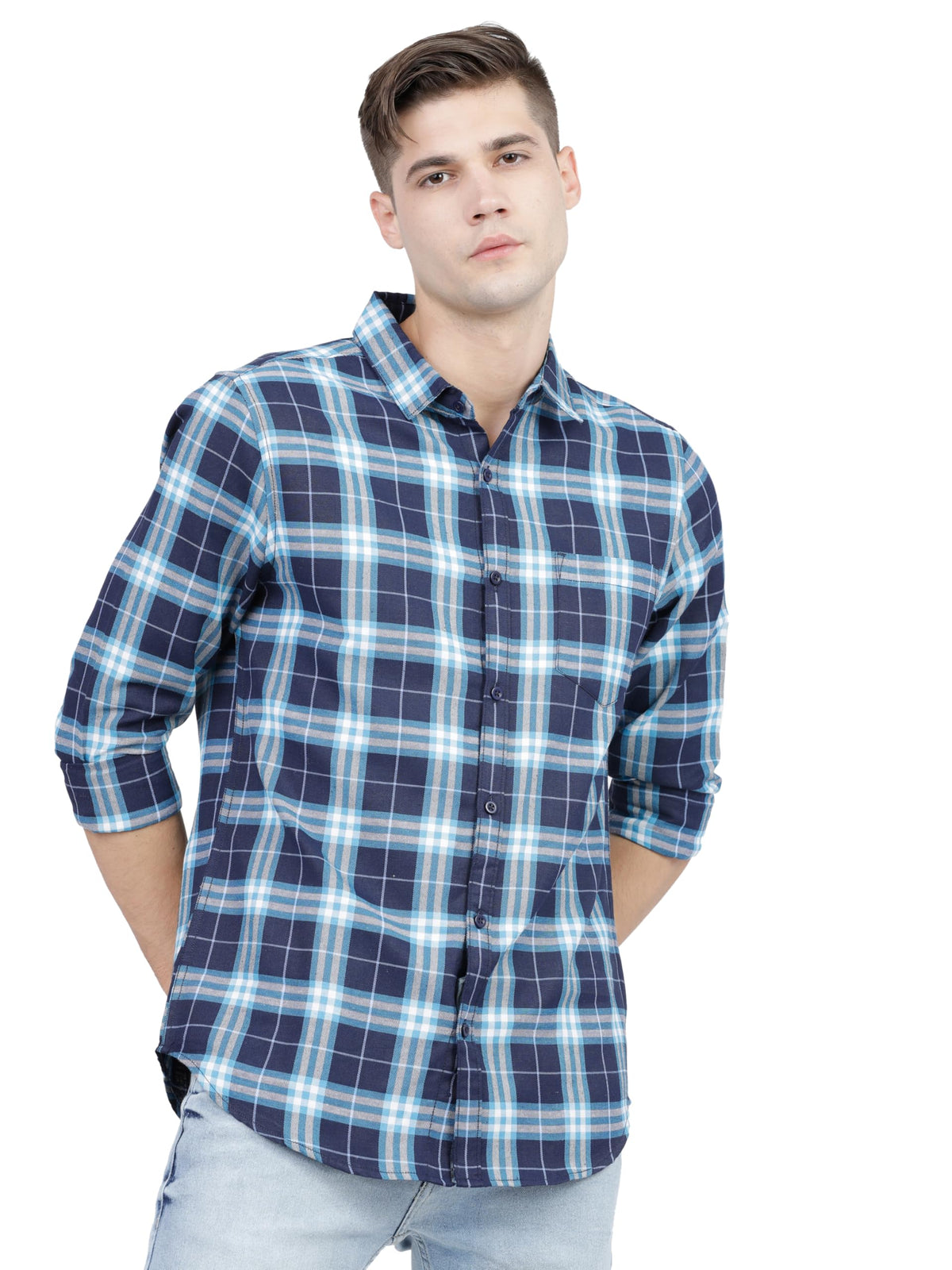 Ketch Mens Blue/Turq Slim Fit Shirt