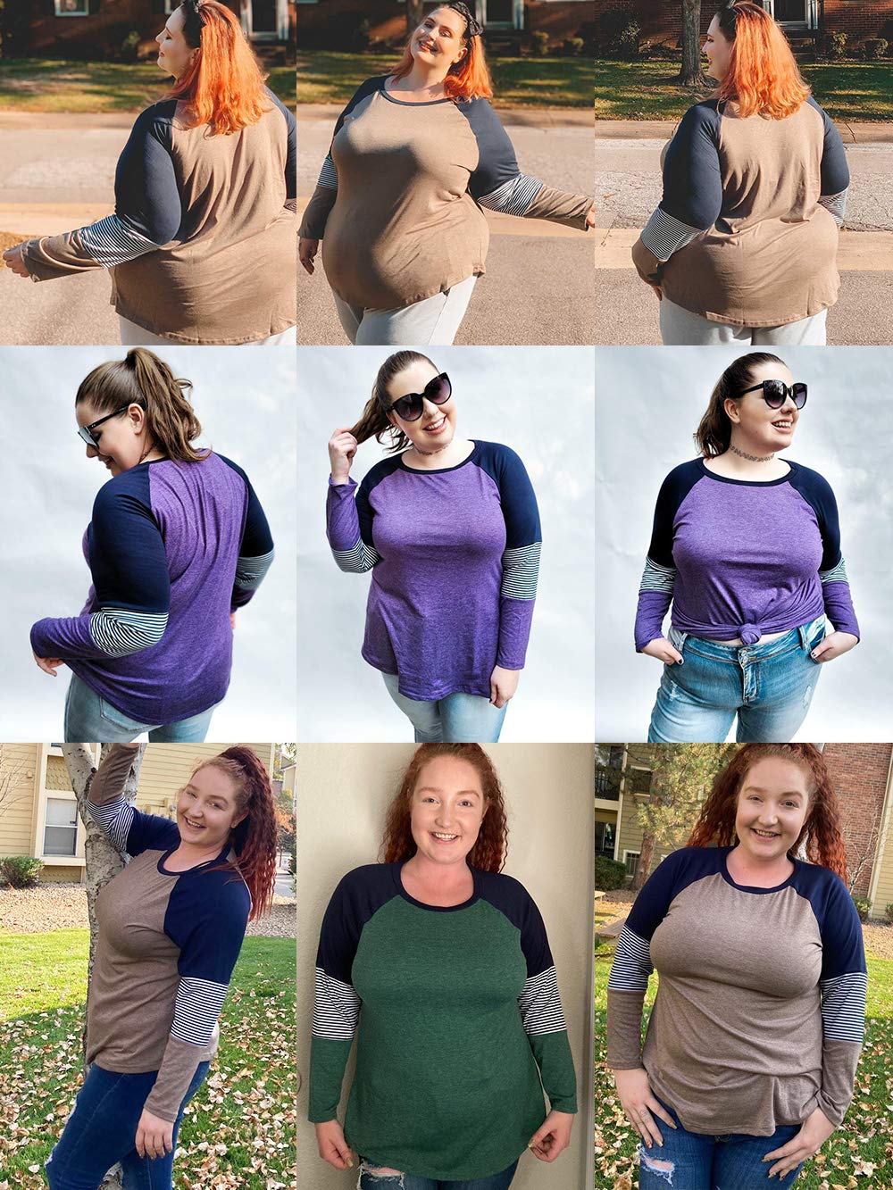 3X Womens Tops Plus Size Long Sleeve Loose Fit Shirts Turquoise 24W