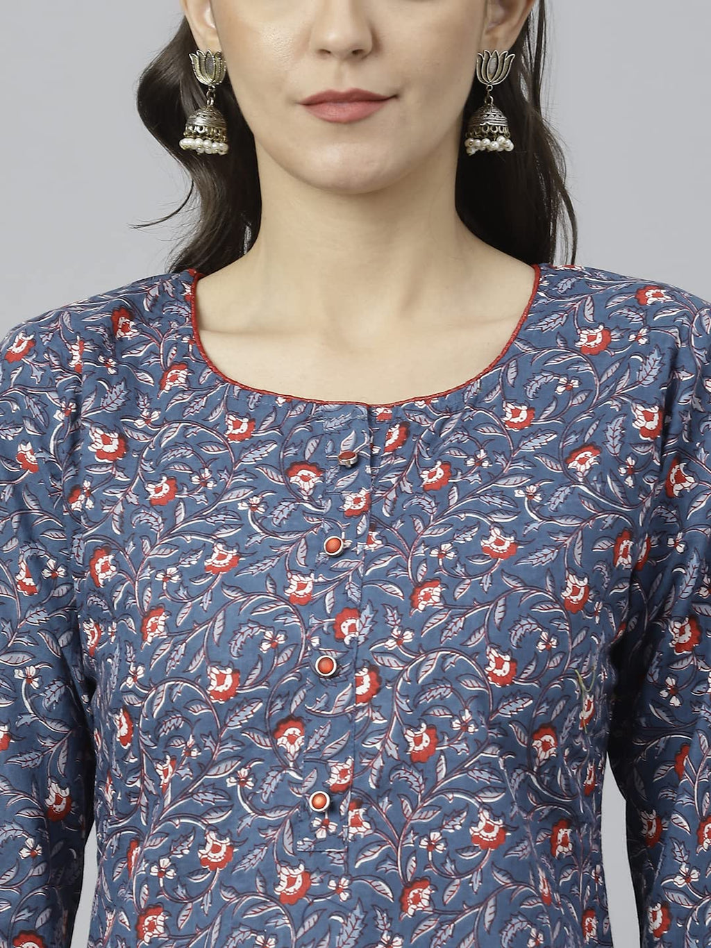 Anni Designer Women'S Cotton Blend Straight Printed Kurta With Palazzo (Qwerty)