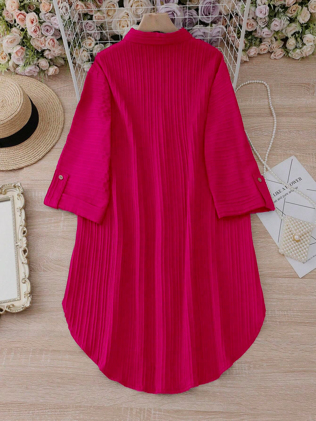 Sheetal Associates Polyester Solid Button Front Shirt Dress For Women || Roll Tab Sleeve & Collared Neck Flared Dress || Office