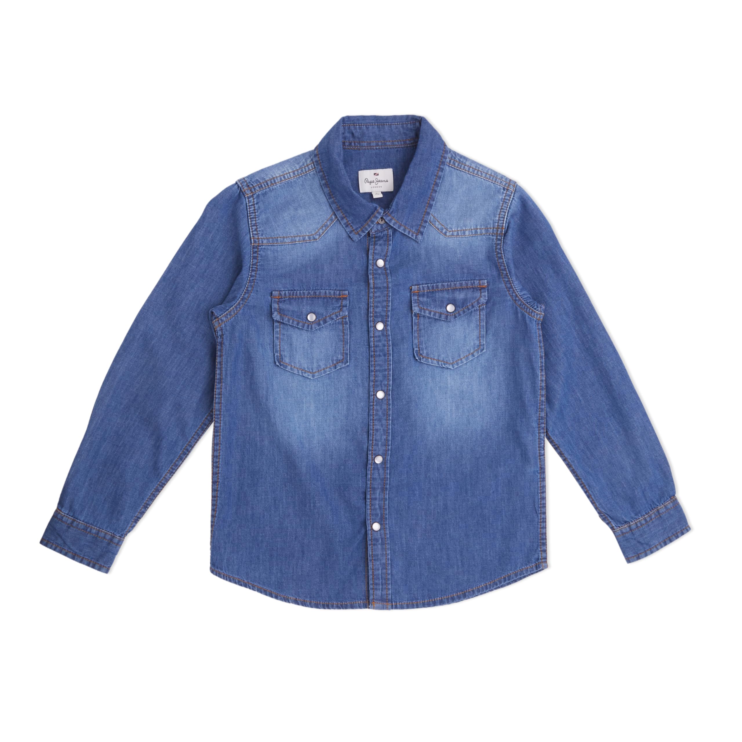 Pepe Jeans Cotton Boys Regular Fit Denim Shirts, Blue, 6-7 Years