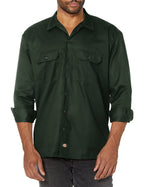 Dickies Mens Long Sleeve Work Shirt, Hunter green, Medium