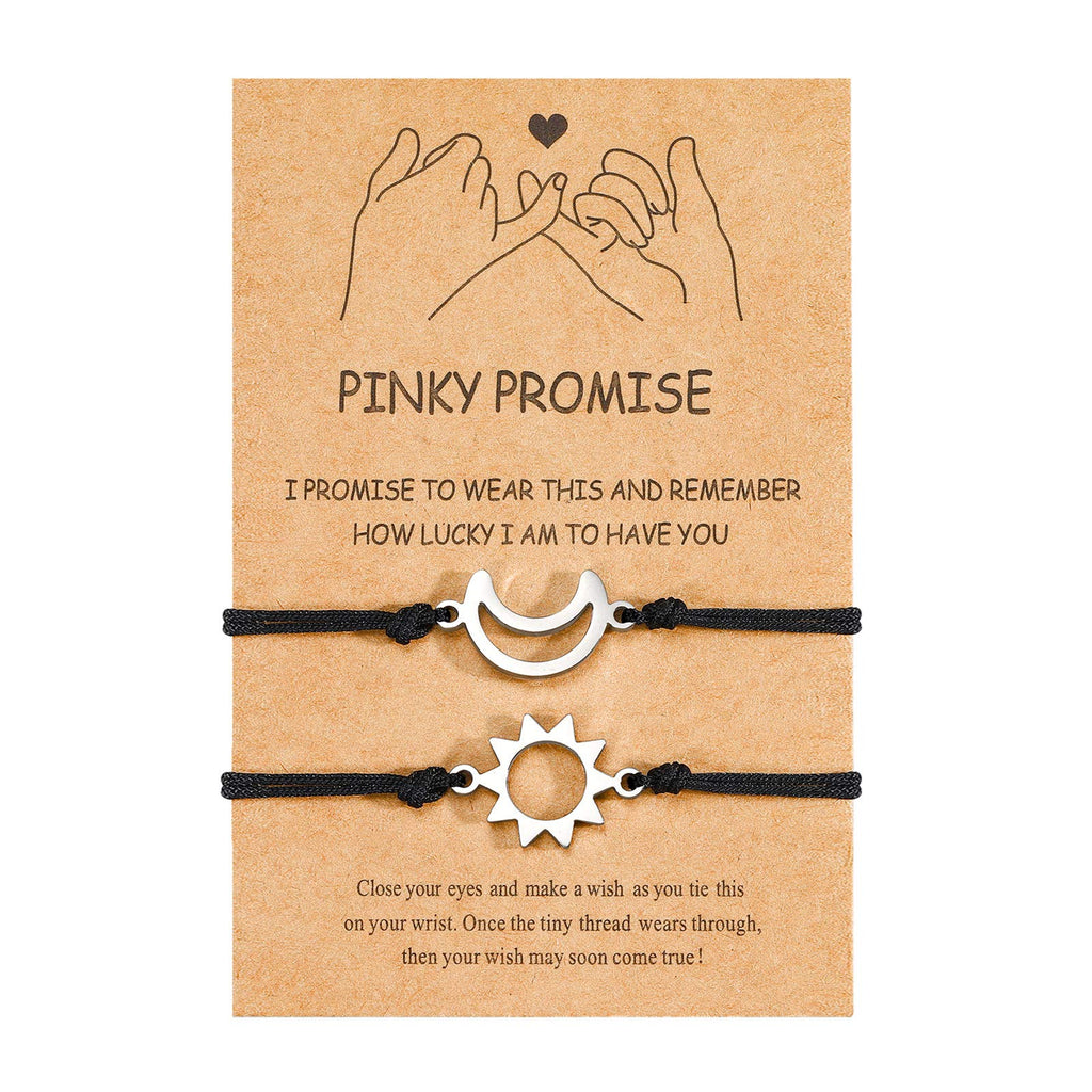 UNGENT THEM Sun and Moon Couples Bracelets Matching Bff Pinky Promise Distance Relationship Valentines Birthday Gifts for Him He