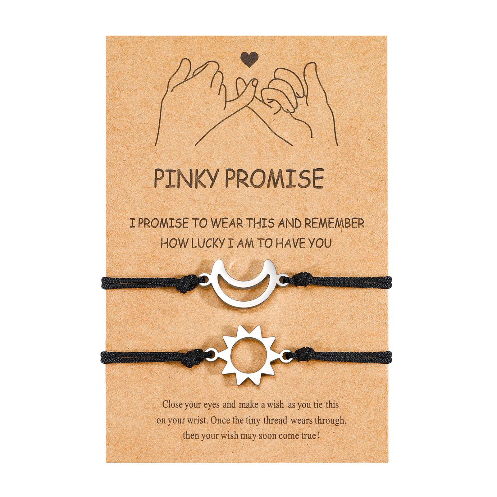 UNGENT THEM Sun and Moon Couples Bracelets Matching Bff Pinky Promise Distance Relationship Valentines Birthday Gifts for Him He
