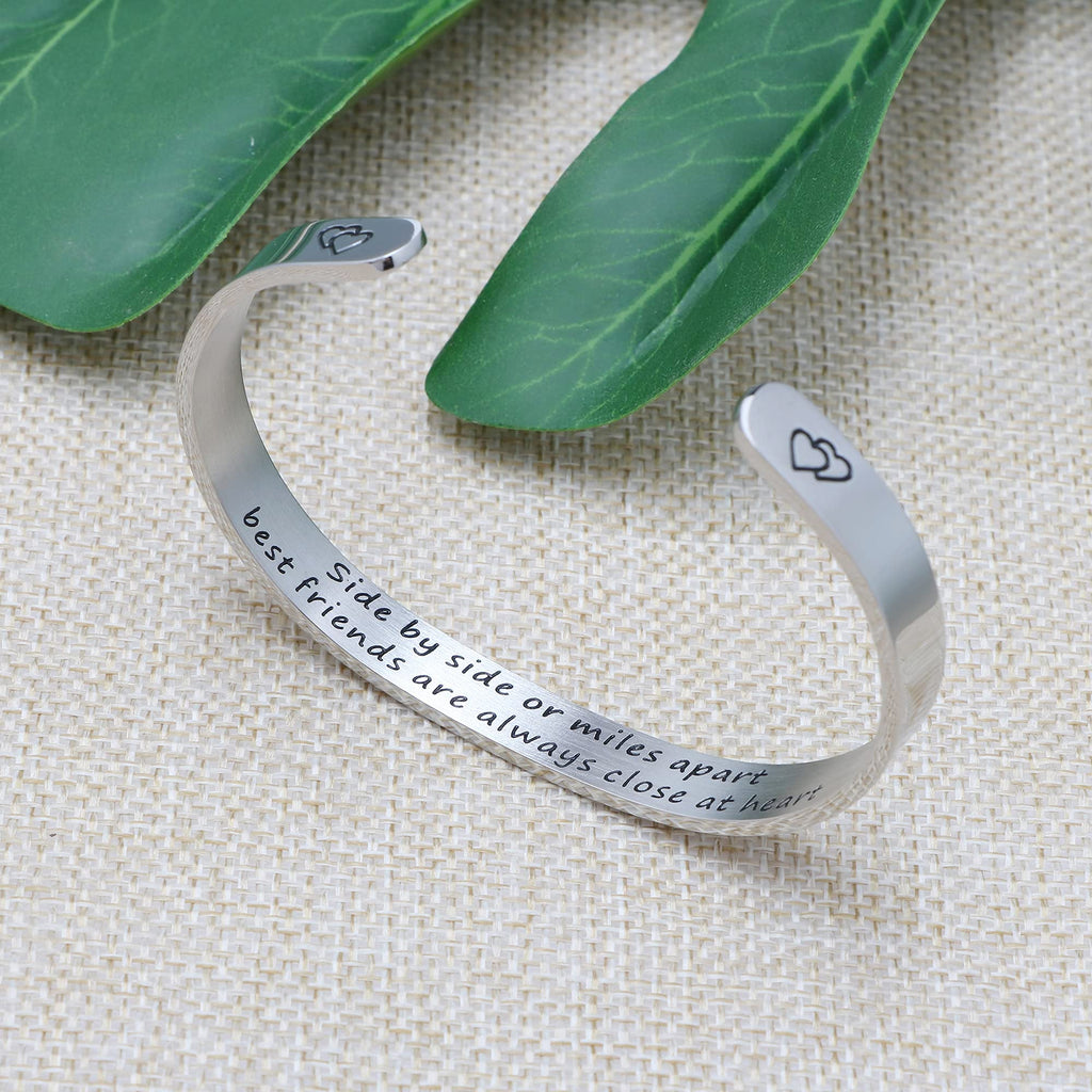 Friendship Gifts for Women Encouragement Birthday Christmas Cuff Bracelets for Friends Handmade Stainless Steel Best Friend Jewe