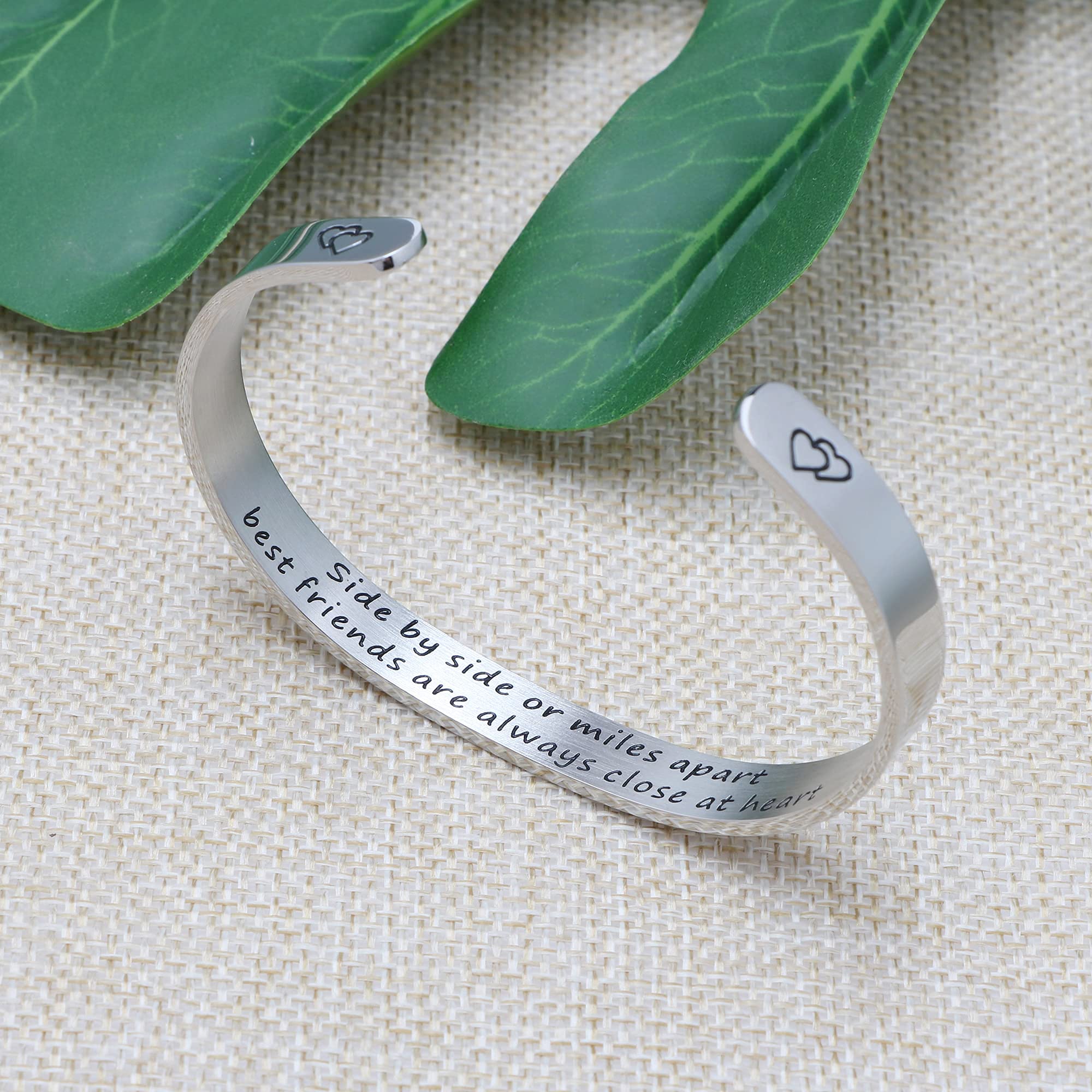 Friendship Gifts for Women Encouragement Birthday Christmas Cuff Bracelets for Friends Handmade Stainless Steel Best Friend Jewe
