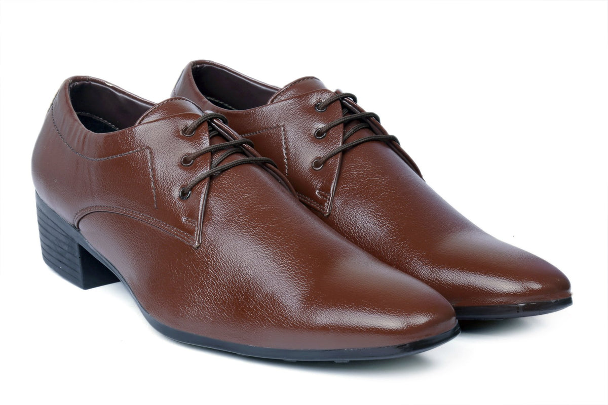 BXXY Mens Brown Height Increasing Formal Laceup Derby Shoes 6