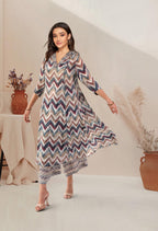 Toochki Kurta Sets For Women | Cotton Rayon | A Line Two Piece Kurtis | Anarkali | Multicolor Kurti Set | Chevron Printed Kurtas