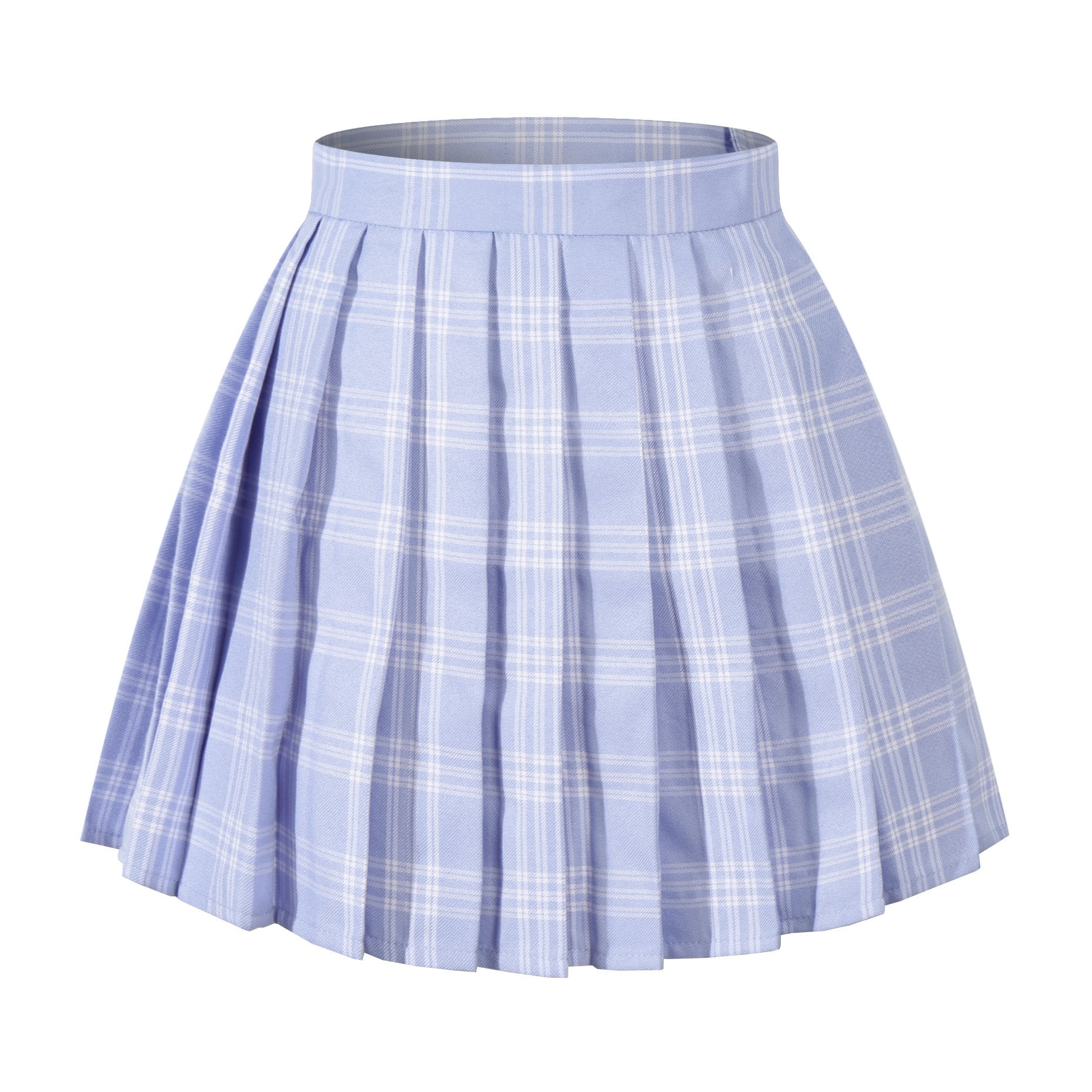 Beautifulfashionlife Womens plaid short Sexy A line Skirts costumes (3XL, Blue white)