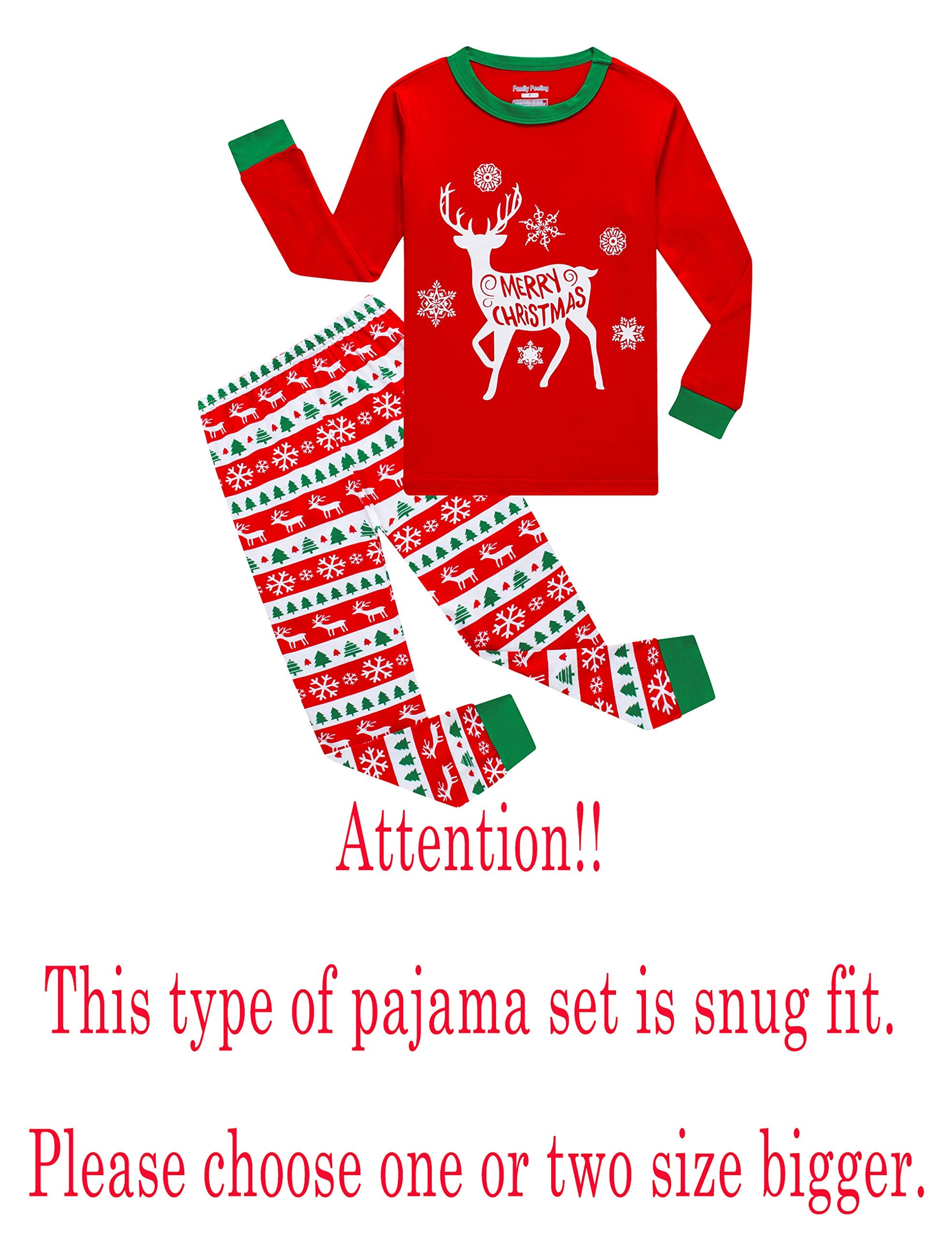 Family Feeling Little Boys Girls Holiday Christmas Reindeer Matching Family Long Sleeves Pajamas Set Size 7