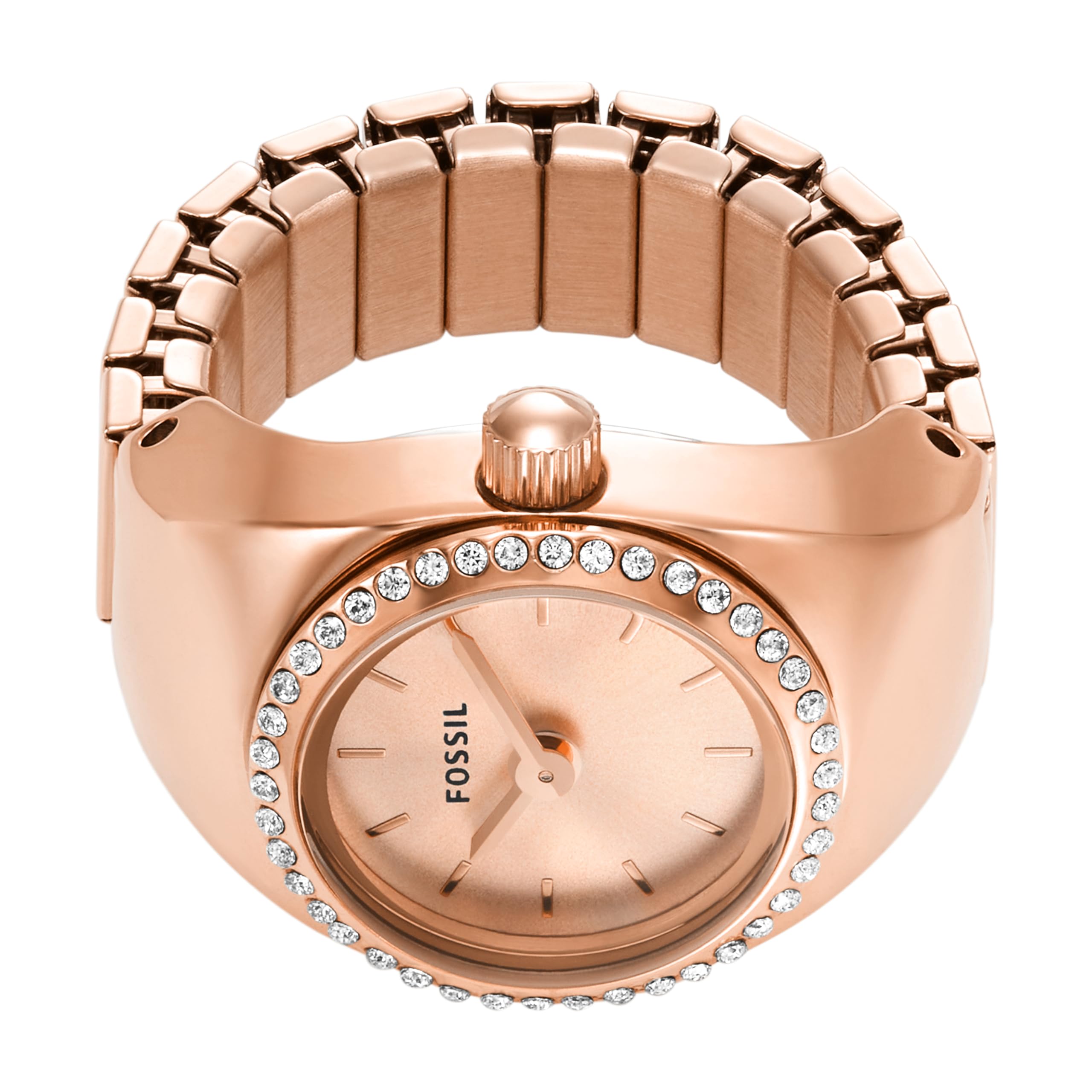 Fossil Women's Watch Ring Quartz Stainless Steel Watch, Color: Rose Gold Glitz (Model: ES5320)