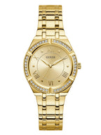 GUESS Black + Gold-Tone Crystal Silicone Watch