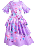 Kaisebile Princess Costume Dress for Girls Birthday Halloween Party Dress Up with Bag,Leis Necklace Headband