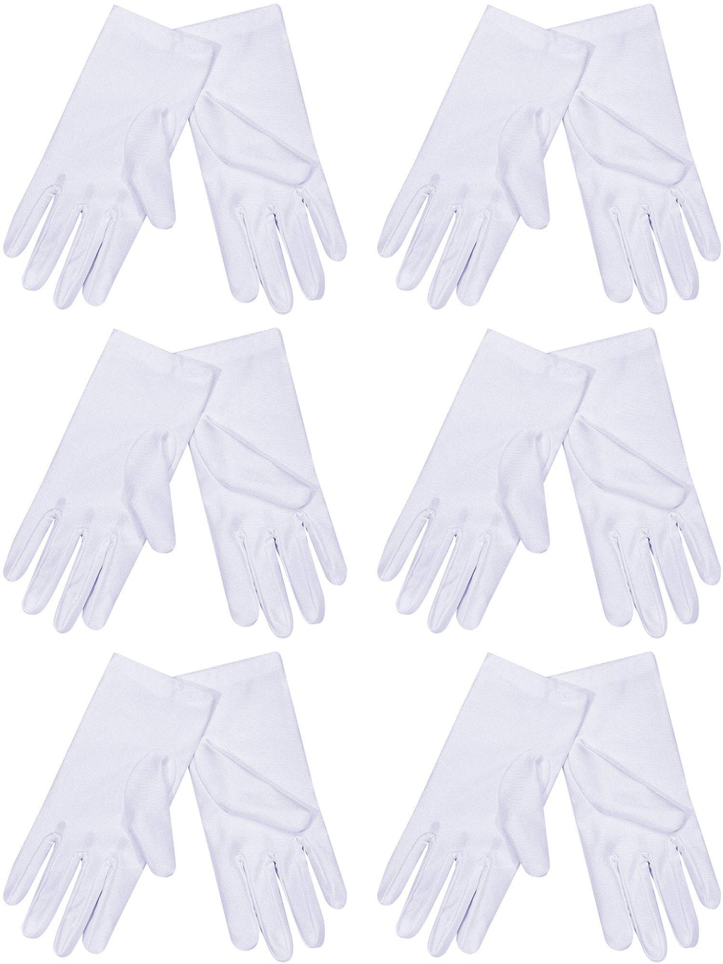 SATINIOR 6 Pairs Black White Kid Costume Glove Short Cosplay Glove Girl Boy Dress up for Halloween Party Opera Accessories