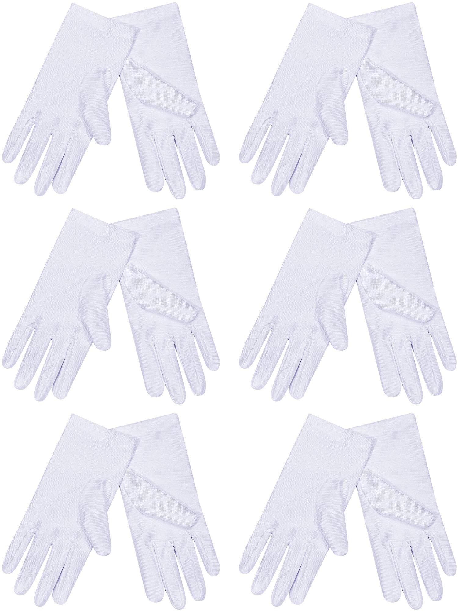 SATINIOR 6 Pairs Black White Kid Costume Glove Short Cosplay Glove Girl Boy Dress up for Halloween Party Opera Accessories