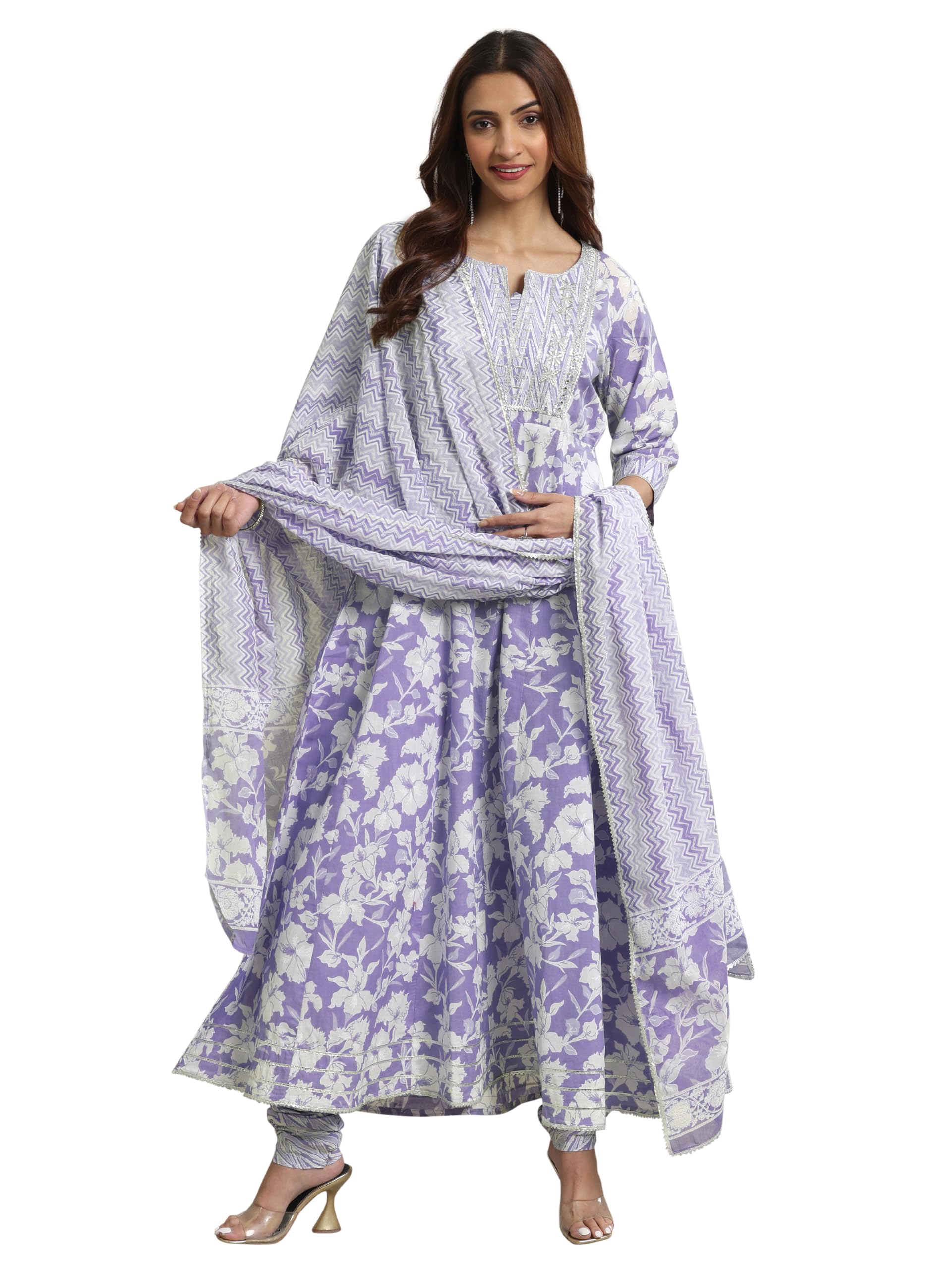 Libas Lavender Pure Cotton Printed Kurta Sets For Women