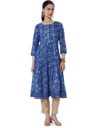 Soch Women Cotton Slub Botanical Print Panelled Kurta
