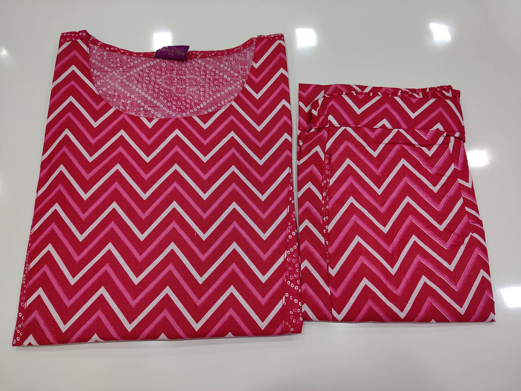 Gosriki Women'S Cotton Blend Printed Straight Kurta With Palazzo (Pimpli 01-Go)