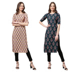 Pinkmint Womens Crepe Digital Print Straight Kurta(Pack of 2)[QL-332-335-M]