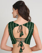 Pujia Mills WomenS Indian Ethnic Wear Sabyasachi Sequence With Dhaga Embroidered Zari Work Sweetheart Neck Blouse Sleeveless Re