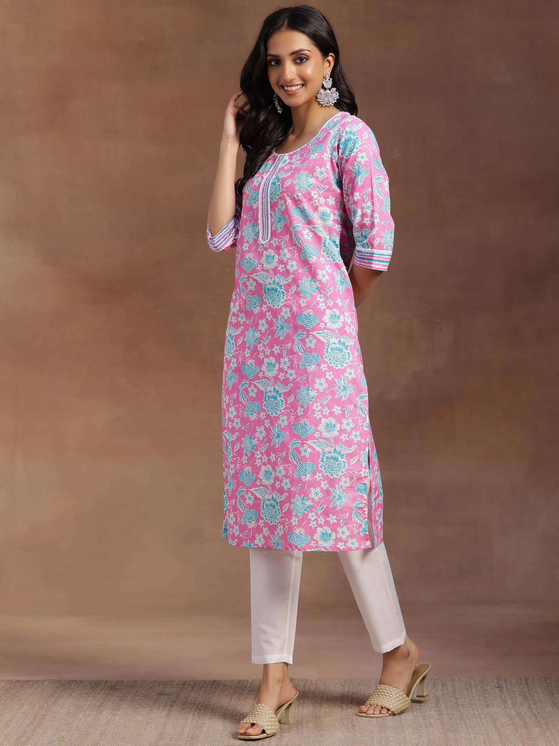 Libas WomenS Cotton Printed Straight Kurta (29049R Pink