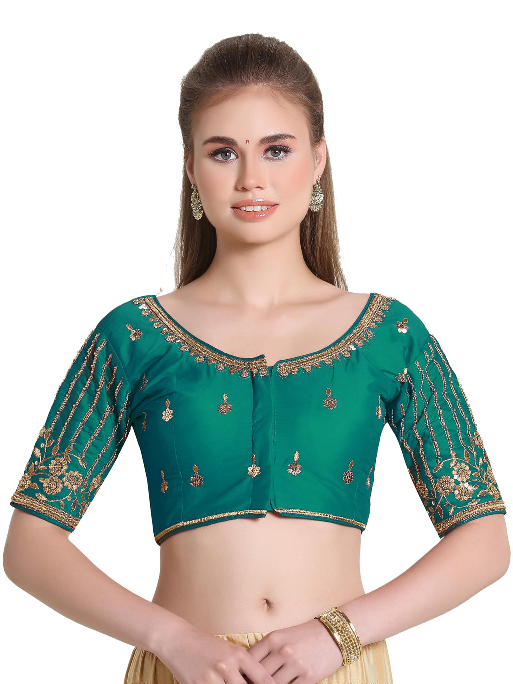 Pujia Mills WomenS Readymade Bridal Embroidery Blouse Multi Coding Maggam Work Moti Work Indian Ethnic Designer Stitched Readym