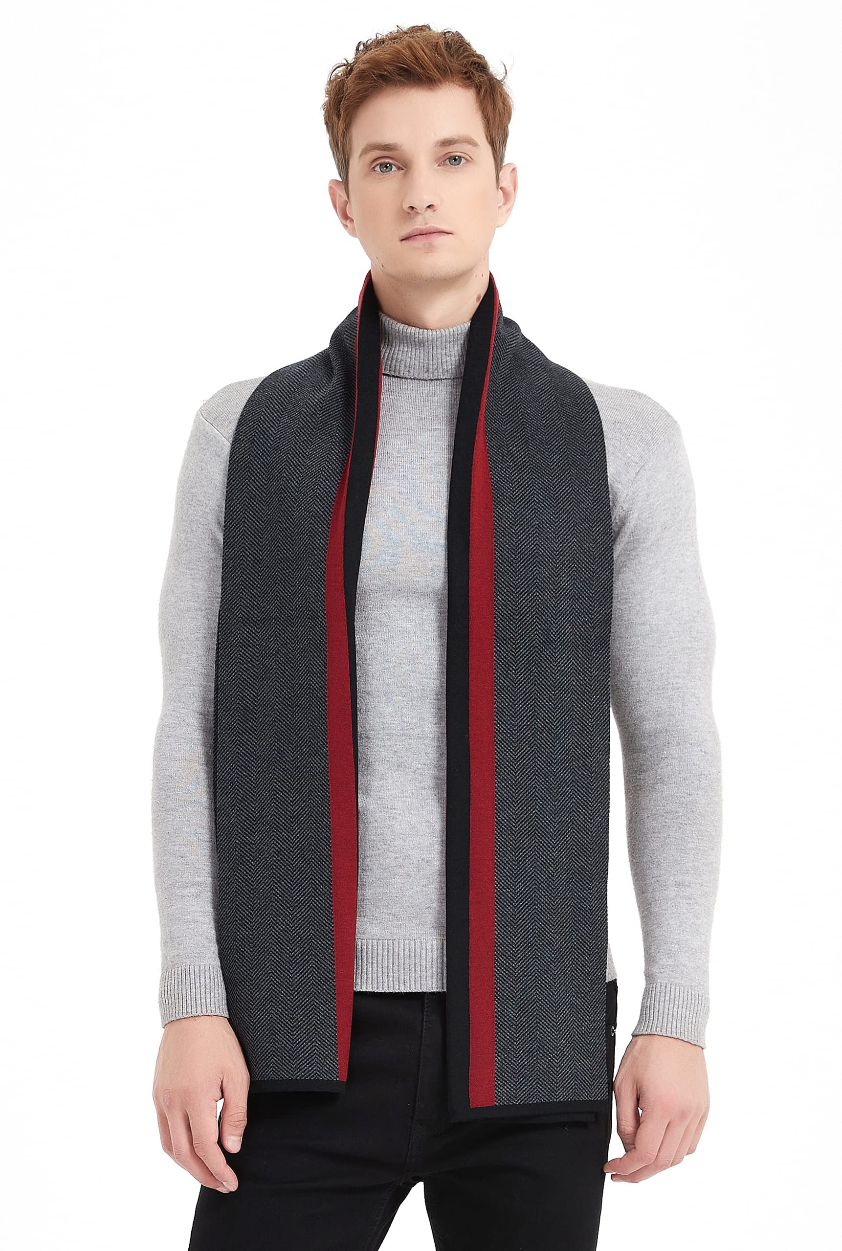 Glen Mila Mens Classic Winter Scarf Cashmere Winter Scarves Long Plain Fashion Formal Soft Scarf for Men