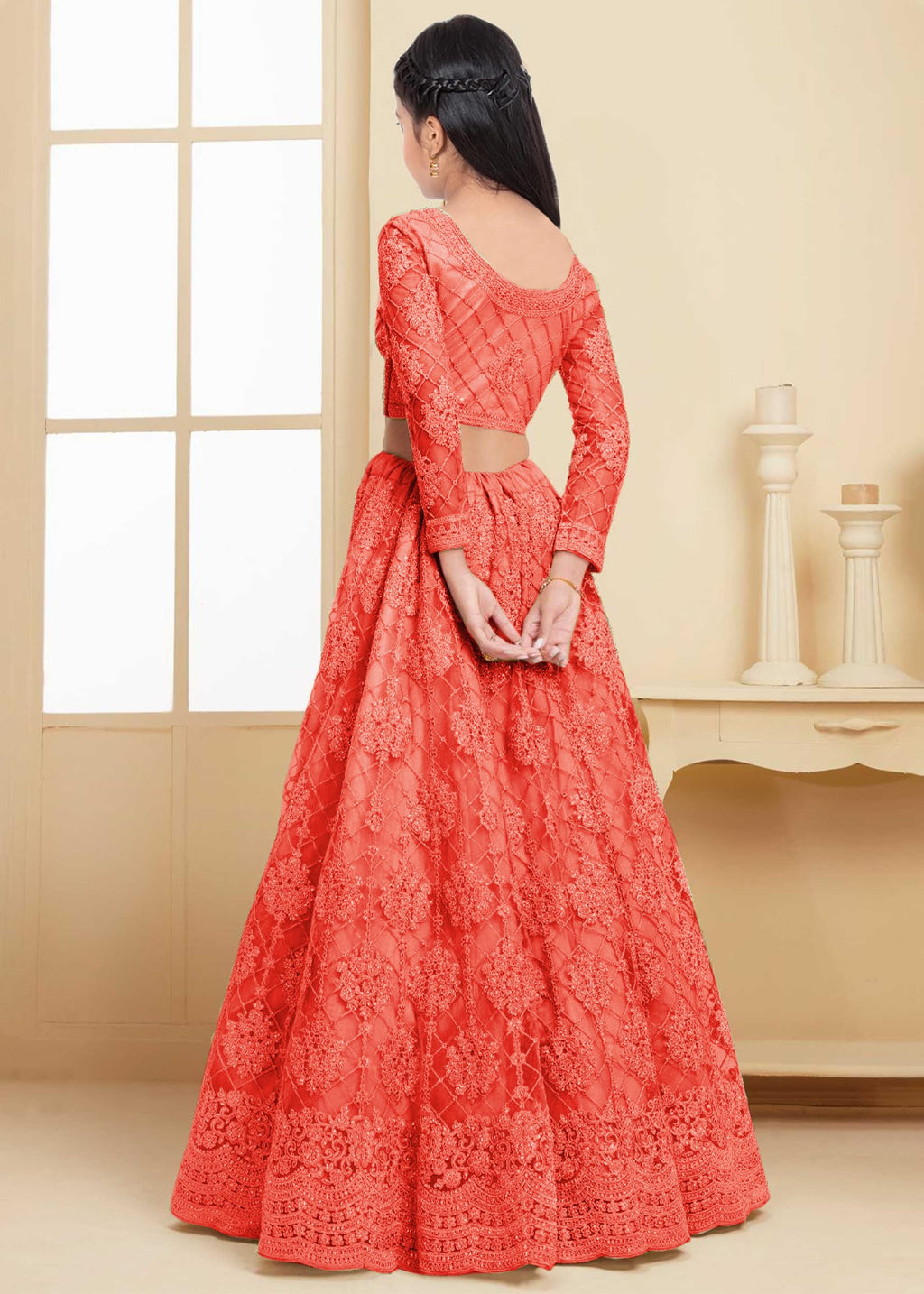 Suppar Sleave Traditional Ethnic Wear For Girls Designer Embroidered Kids Lehenga Choli