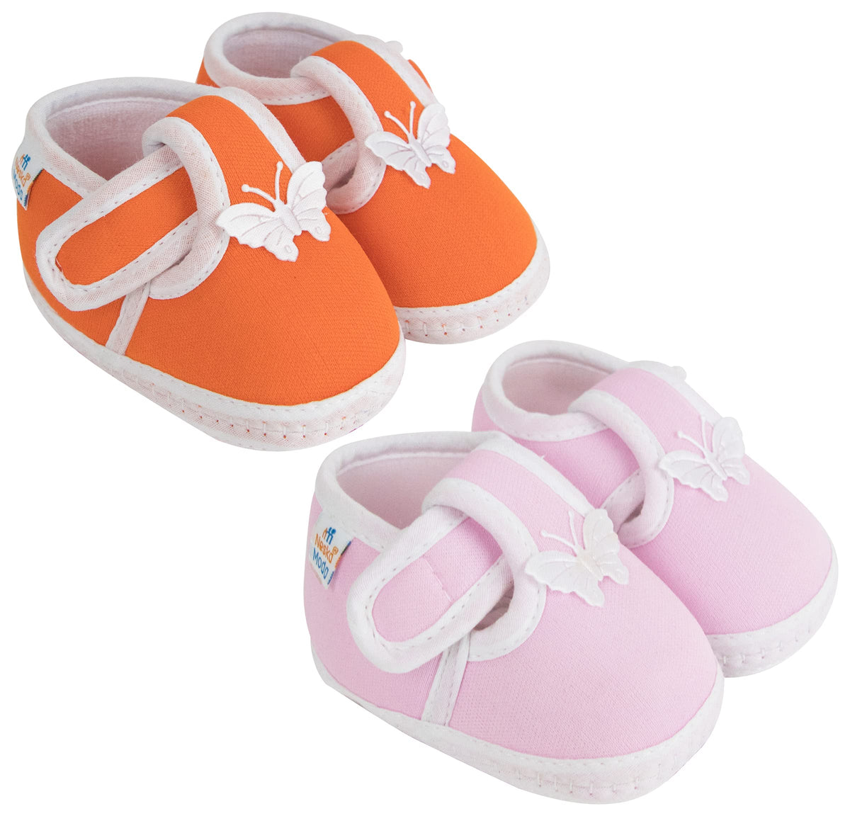 Neska Moda Set Of 2 Pair Unisex Baby Booties For 6 To 12 Months (Pink,Orange) 6-12