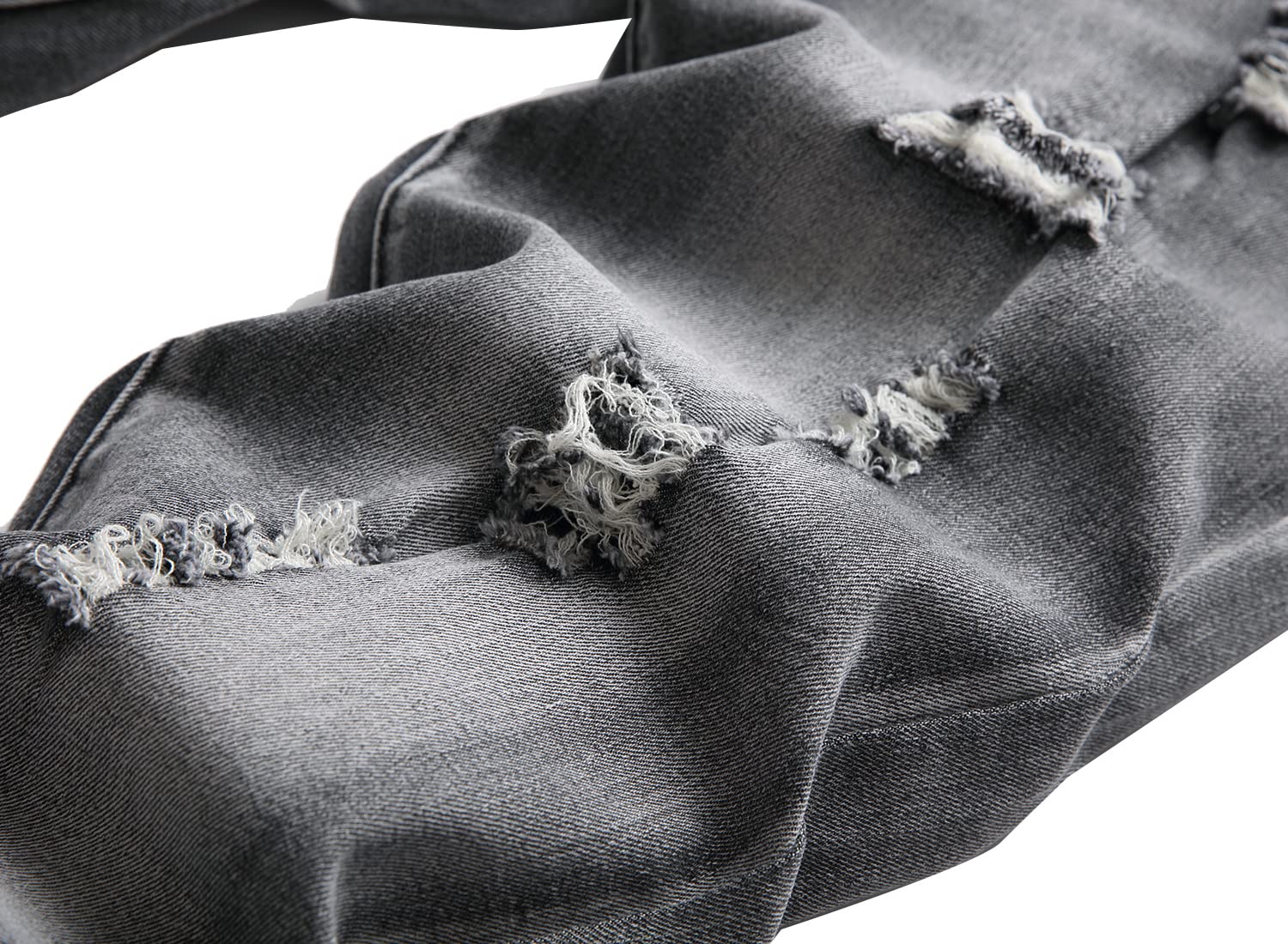 QIMYUM Mens Ripped Jeans, Distressed Destroyed Slim Fit Straight Leg Denim Pants (34, Gray612)