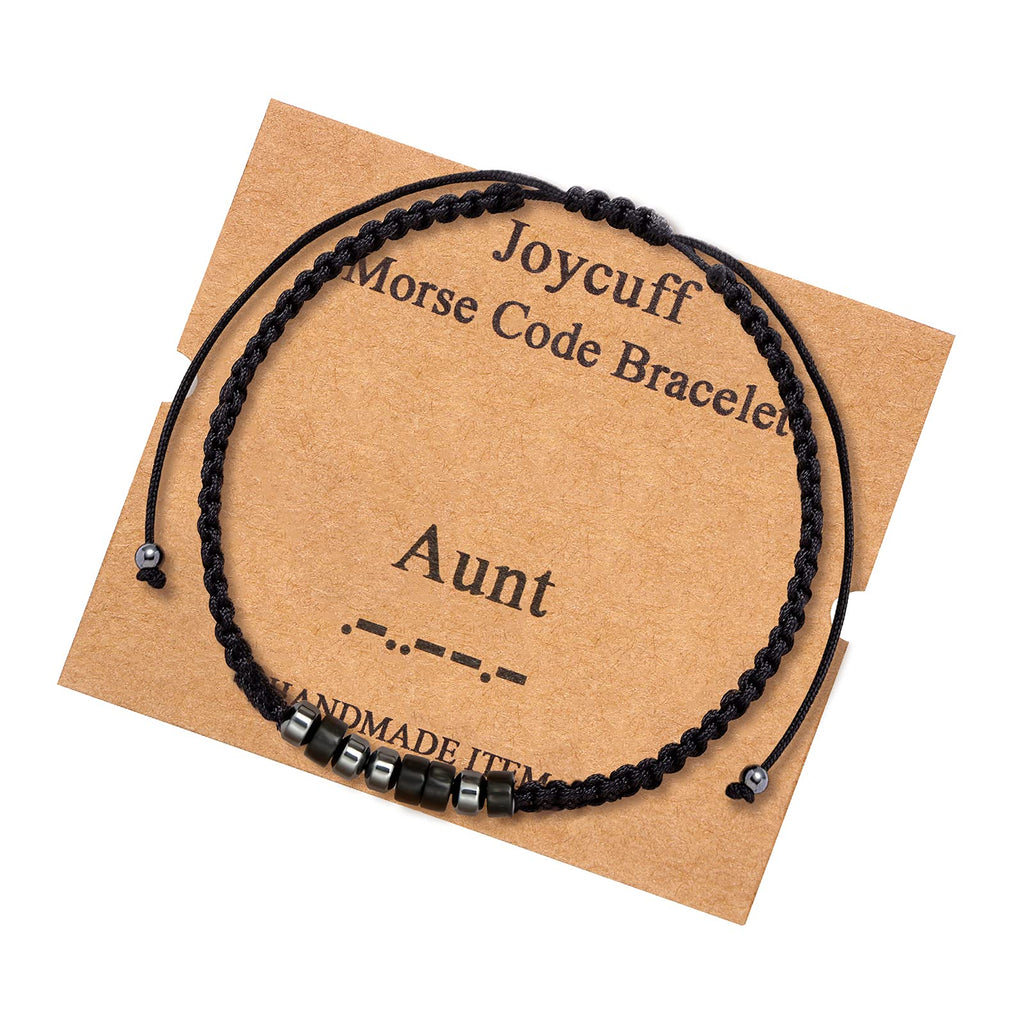Aunt Gifts Morse Code Bracelet for Women Handmade Secret Message Beads with Silk Cord Jewelry Christmas Thanksgiving Day Gifts f