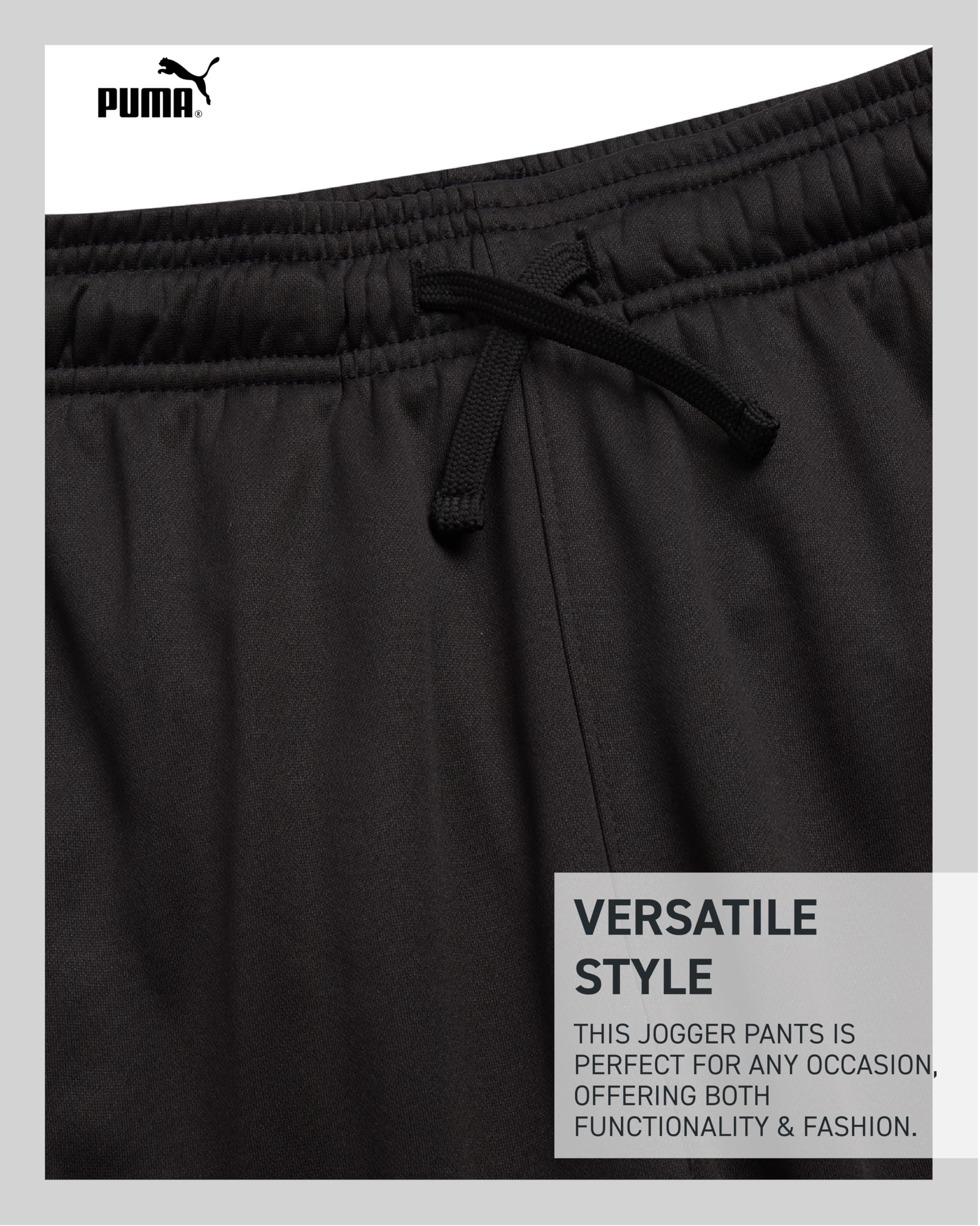 PUMA Boys' Jogger Pants - Soft Performance Fleece Athletic Jogger Sweatpants for Boys (8-20), Size 8, Black/White