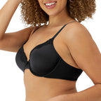 Maidenform Womens Comfort Devotion Bra, Underwire Full Coverage For T-Shirt Bra, Black/Body Beige Lining, 40B US