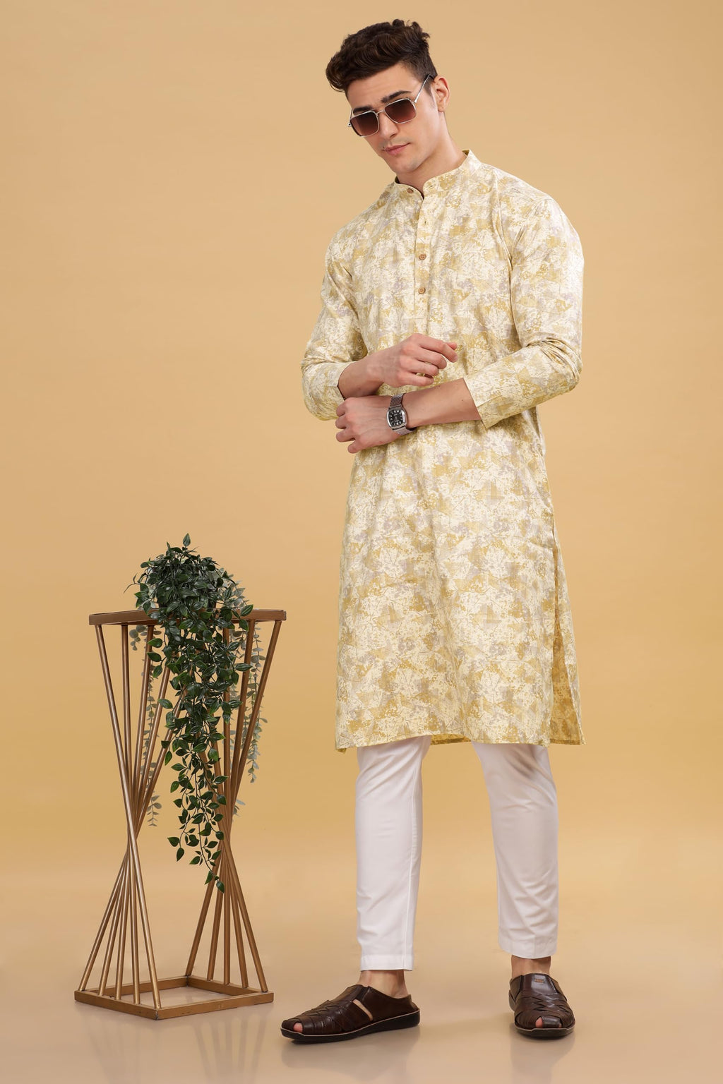 Be Active MenS Cotton Regular Kurta (C-399-4_Yellow-1