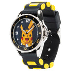 Accutime Kids Pokemon Pikachu Analog Quartz Wrist Watch with Black & Yellow Strap, Cool Inexpensive Gift & Party Favor for Boys,