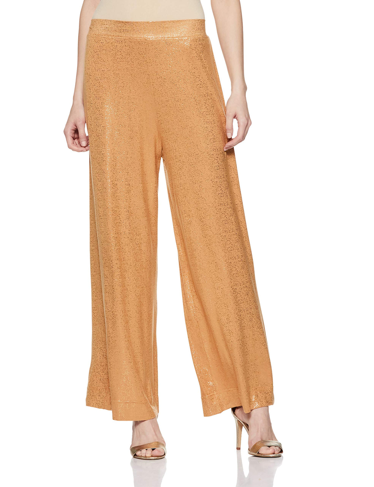 Aurelia WomenS Loose Fit Synthetic Palazzo Bottom (18Aua60005-100149_S_Gold_Gold_S)